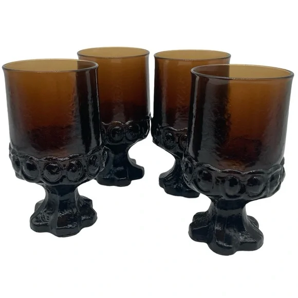 Vintage Tiffin Franciscan Madeira smoke brown goblets